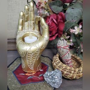 Meditation Buddha Hand Candle, Energy Stone Holder